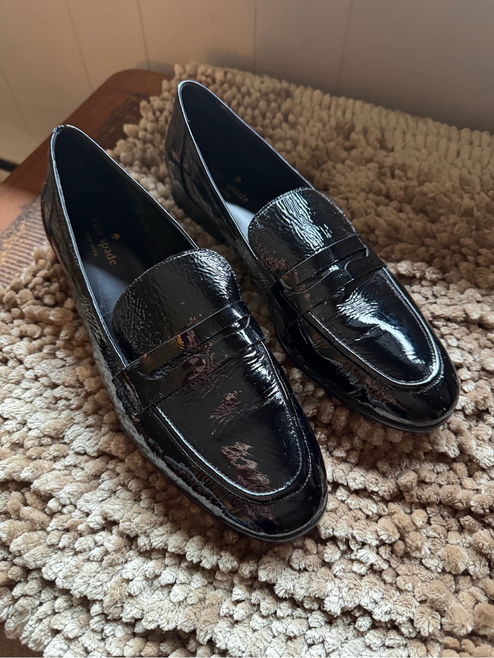 kate spade Black Patent Leather Penny Loafers size 9.5